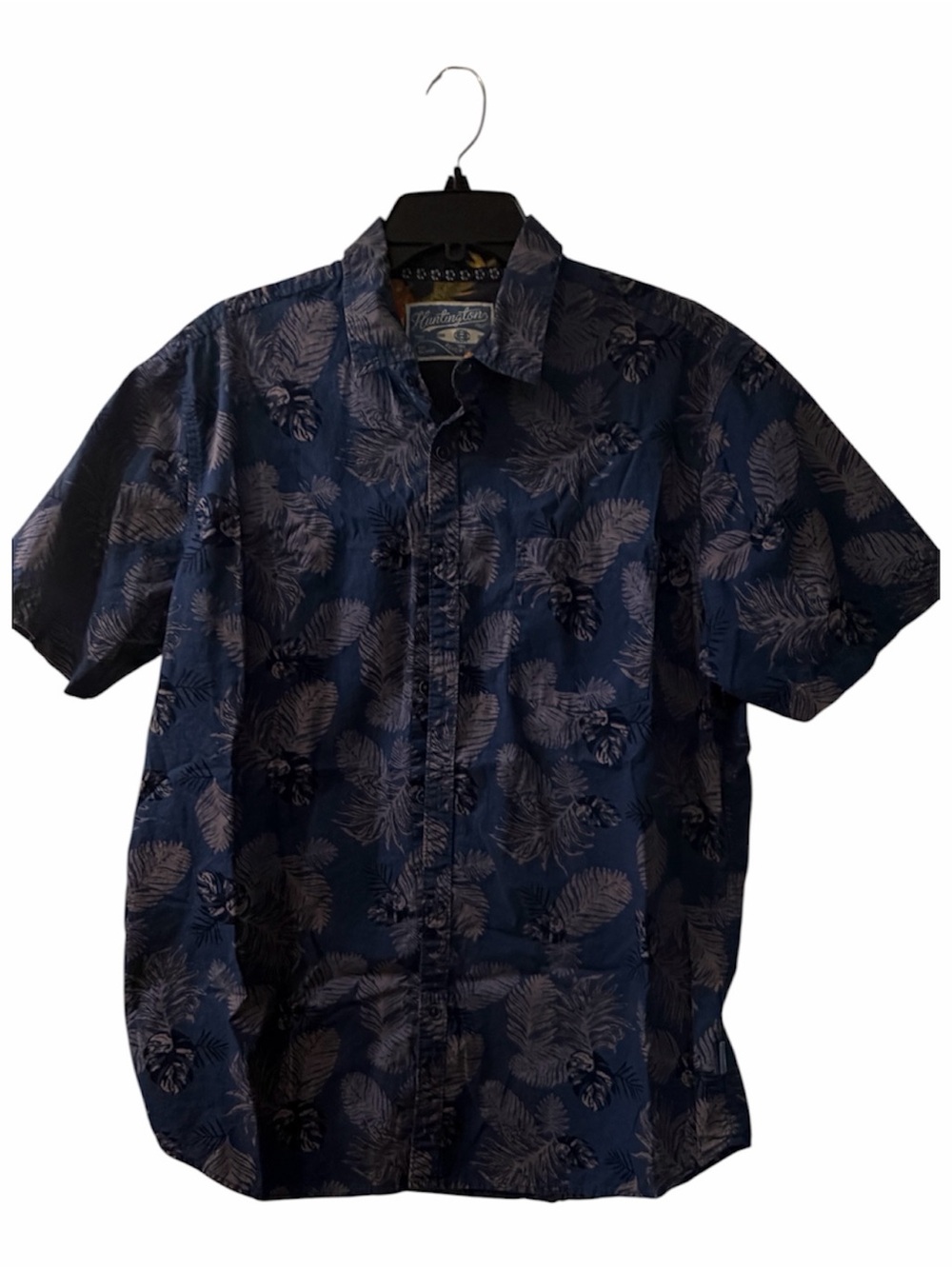 Huntington Beach Club Short-Sleeve Tropical Leaf Button-Down Shirt